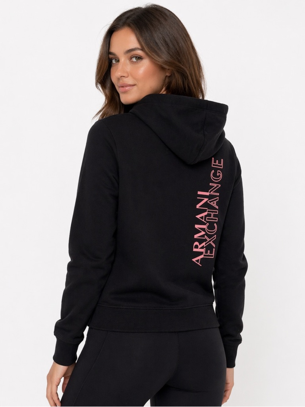 Armani Exchange Black Logo Drawstring Hoodie